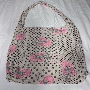 Free People Pink and Black Floral fabric Tote bag